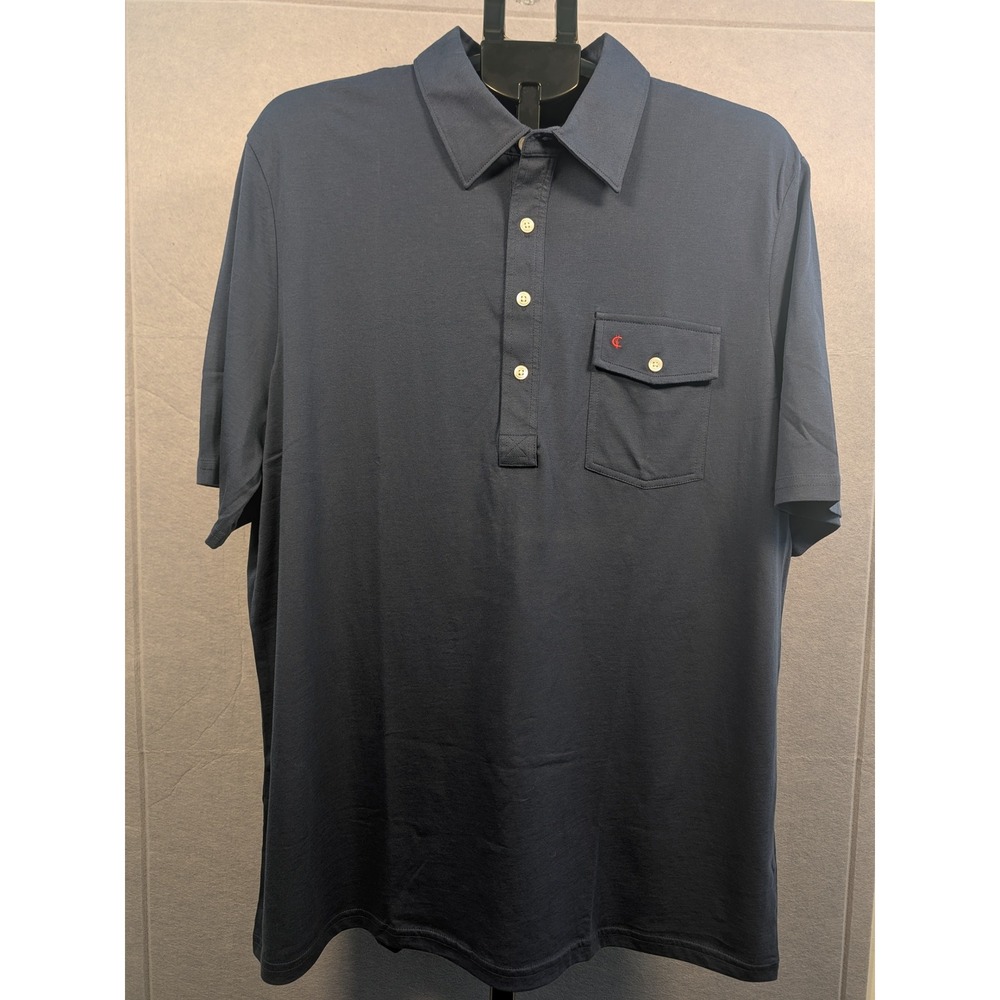 Criquet Polo Shirt Mens XL Navy Blue Pima Cotton Chest Pocket Excellent